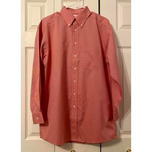 Roundtree & York men’s Long Sleeve Button Down Dress Shirt red stripe 15½ 33